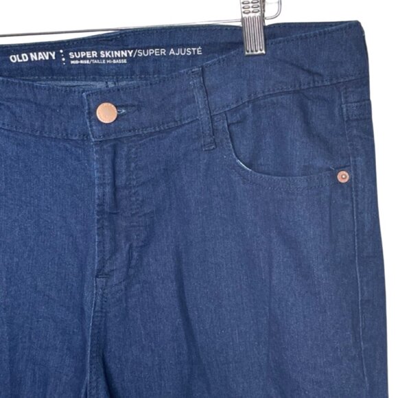 OLD NAVY | Super Skinny Mid-Rise Dark Wash Button Front Jeans | Size 12 - Picture 4 of 11